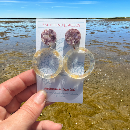 NOBSKA POINT EARRINGS- Clam Shell and jingle shell
